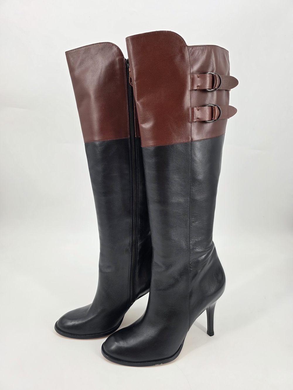 Y2K Vintage Cole Haan Carolyn Nike Air Tall Leather Black Brown Boots Sz 10 NWOB
